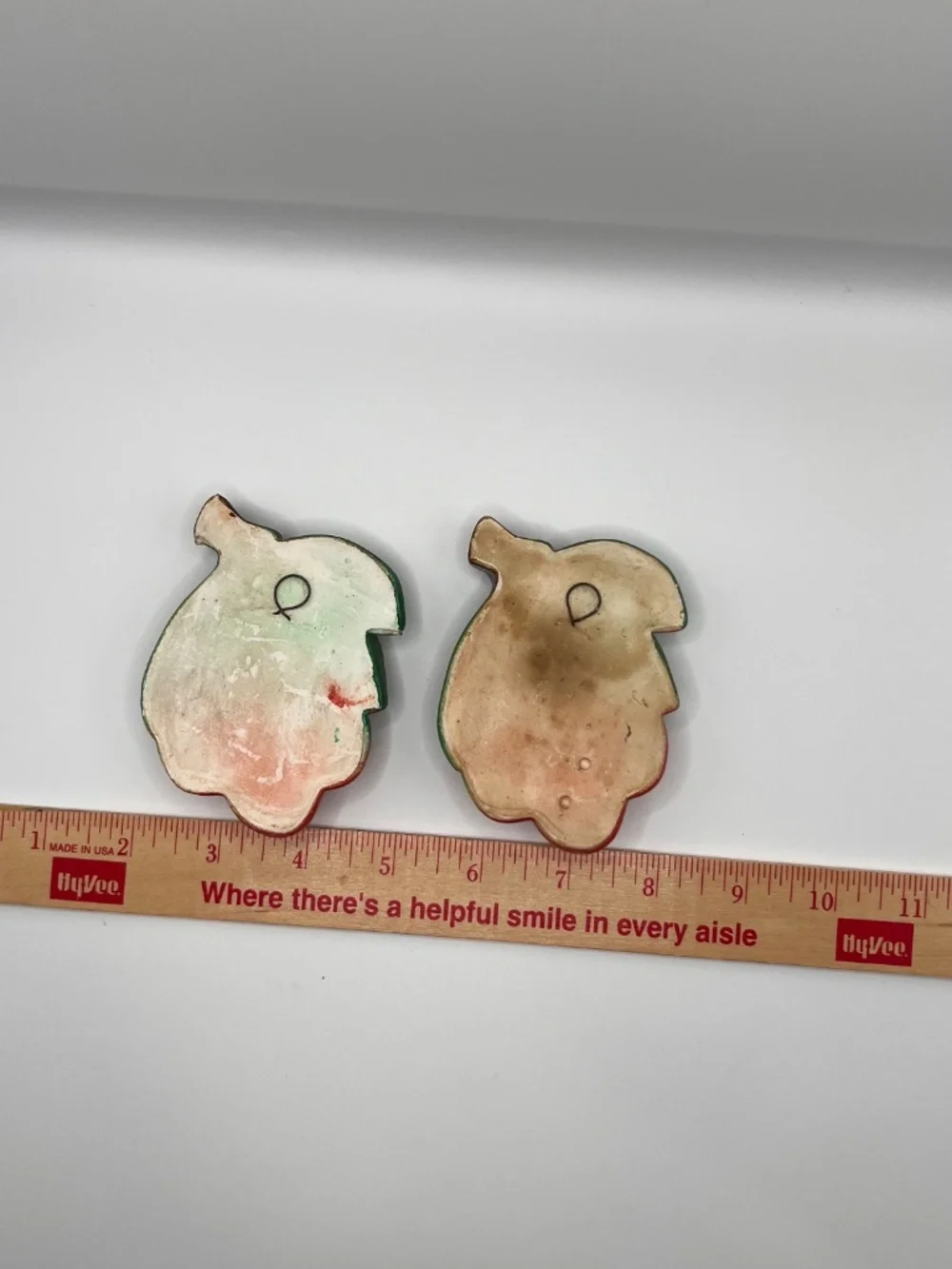 VTG Chalkware Red Cherries Wall Plague. Set of 2. Hand Painted. Plaster